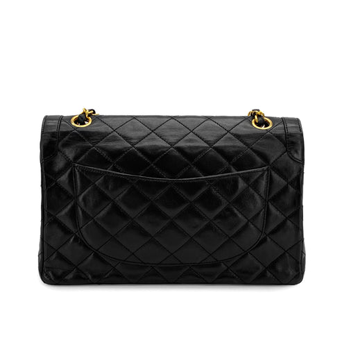 VINTAGE CHANEL PARIS LIMITED EDITION MATELASSE CHAIN SHOULDER BAG BLACK LAMB SKIN GOLD HARDWARE 90310309