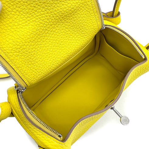 HERMES LINDY MINI LIME TAURILLON CLEMENCE SHOULDER BAG U PALLADIUM HARDWARE 90310310 - PURPOSE