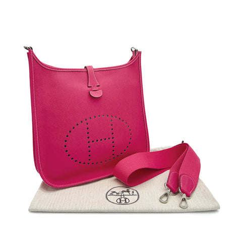 HERMES EVELYNE PM ROSE TRYIEN EPSOM SHOULDER BAG □O 90310312