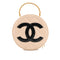 CHANEL VINTAGE ROUND VANITY HAND BAG BEIGE BLACK ENAMEL 90310318 - PURPOSE