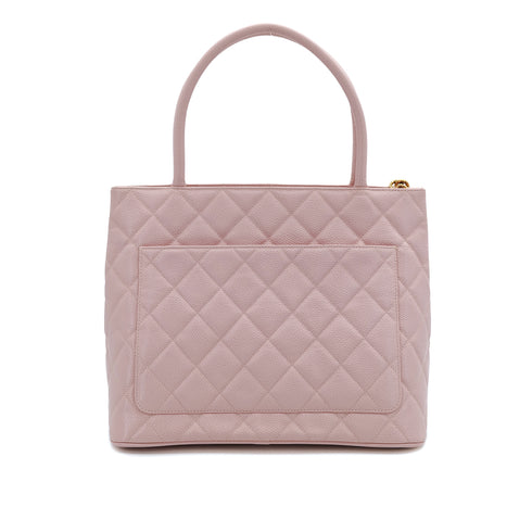 VINTAGE CHANEL MEDALLION TOTE BAG PINK CAVIAR SKIN GOLD HARDWARE 90310319 - PURPOSE