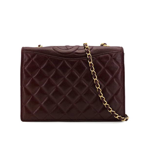 VINTAGE CHANEL MATELASSE CHAIN SHOULDER BAG BORDEAUX LAMB SKIN GOLD HARDWARE 90310321 - PURPOSE