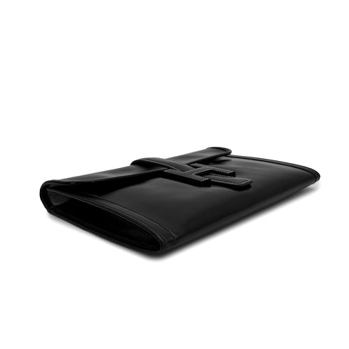 HERMES JIGE PM BLACK BOXCALF CLUTCH BAG 1986 CIRCLE P 90310326 - PURPOSE