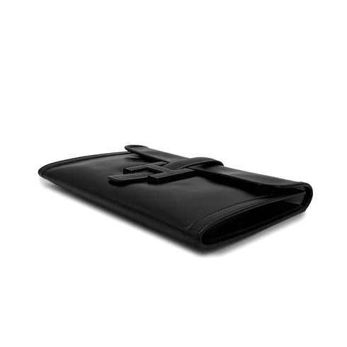 HERMES JIGE PM BLACK BOXCALF CLUTCH BAG 1986 CIRCLE P 90310326 - PURPOSE