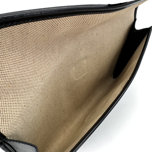 HERMES JIGE PM BLACK BOXCALF CLUTCH BAG 1986 CIRCLE P 90310326 - PURPOSE