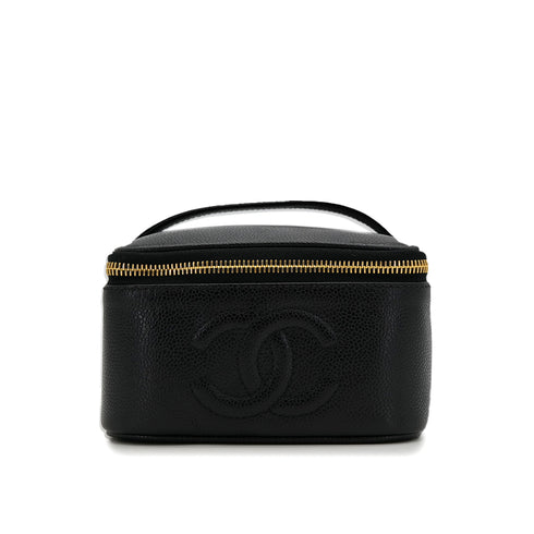CHANEL VINTAGE VANITY HAND BAG BLACK CAVIAR SKIN 90310327 - PURPOSE