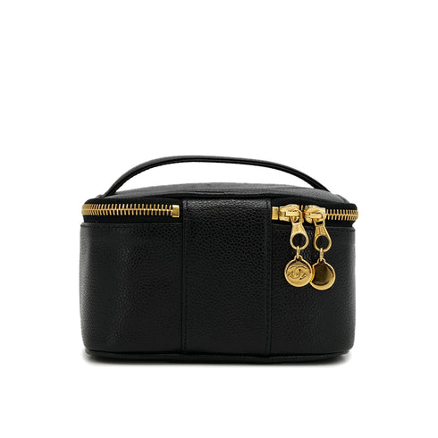 CHANEL VINTAGE VANITY HAND BAG BLACK CAVIAR SKIN 90310327 - PURPOSE