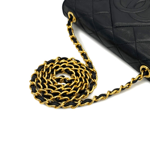 VINTAGE CHANEL MATELASSE FRINGE CHAIN SHOULDER BAG BLACK LAMB SKIN GOLD HARDWARE 90310329