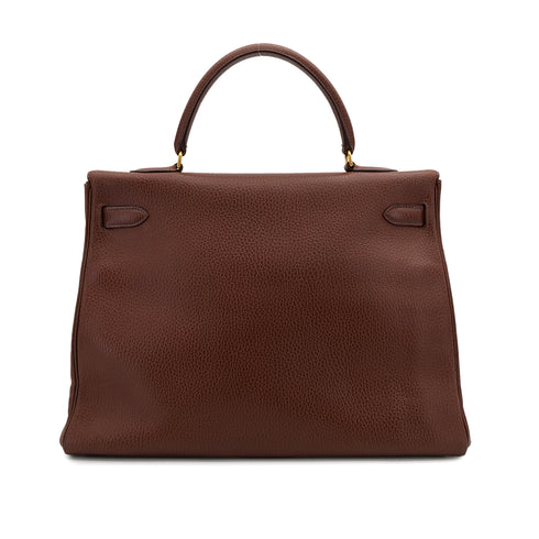 HERMES KELLY 35 RETOURNE MARRON FONCE ARDENNES HAND SHOULDER BAG 1998 SQUARE B GOLD HARDWARE 90310331 - PURPOSE