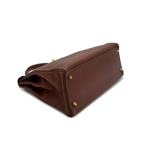 HERMES KELLY 35 RETOURNE MARRON FONCE ARDENNES HAND SHOULDER BAG 1998 SQUARE B GOLD HARDWARE 90310331 - PURPOSE