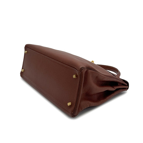 HERMES KELLY 35 RETOURNE MARRON FONCE ARDENNES HAND SHOULDER BAG 1998 SQUARE B GOLD HARDWARE 90310331 - PURPOSE