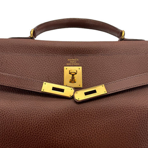 HERMES KELLY 35 RETOURNE MARRON FONCE ARDENNES HAND SHOULDER BAG 1998 SQUARE B GOLD HARDWARE 90310331 - PURPOSE