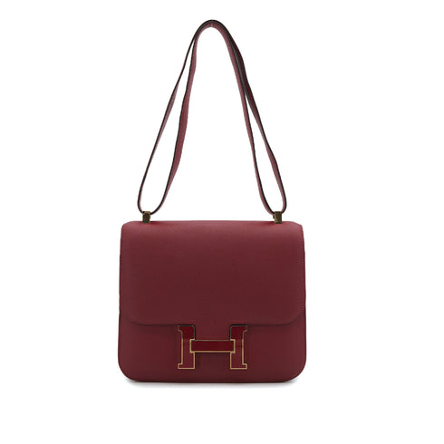 HERMES CONSTANCE 24 VERSO ROUGE GRENAT ROUGE PIVOINE EPSOM SHOULDER BAG X GOLD HARDWARE 90310332 - PURPOSE