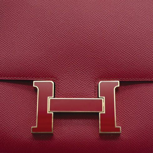 HERMES CONSTANCE 24 VERSO ROUGE GRENAT ROUGE PIVOINE EPSOM SHOULDER BAG X GOLD HARDWARE 90310332 - PURPOSE