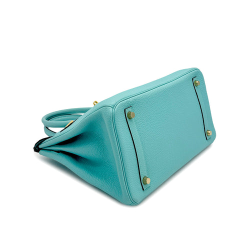 HERMES BIRKIN 30 BLUE ATOLL TOGO HAND BAG T GOLD HARDWARE 90310334 - PURPOSE