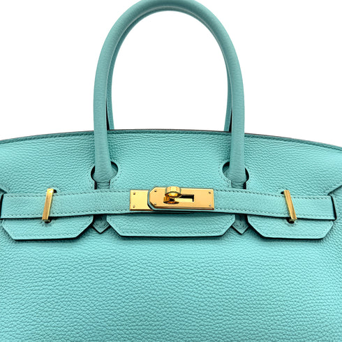 HERMES BIRKIN 30 BLUE ATOLL TOGO HAND BAG T GOLD HARDWARE 90310334 - PURPOSE