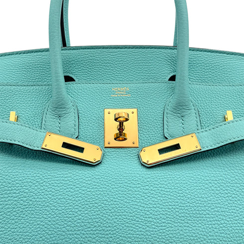 HERMES BIRKIN 30 BLUE ATOLL TOGO HAND BAG T GOLD HARDWARE 90310334 - PURPOSE