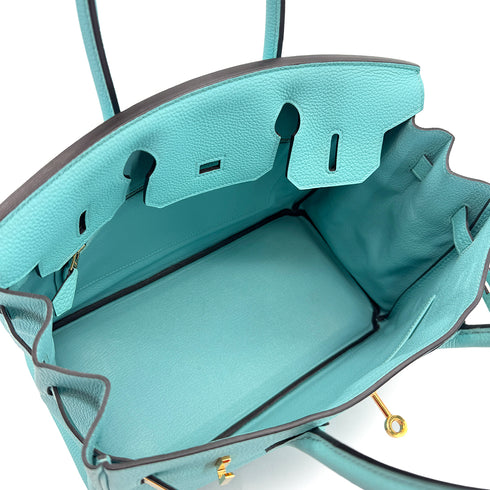 HERMES BIRKIN 30 BLUE ATOLL TOGO HAND BAG T GOLD HARDWARE 90310334 - PURPOSE