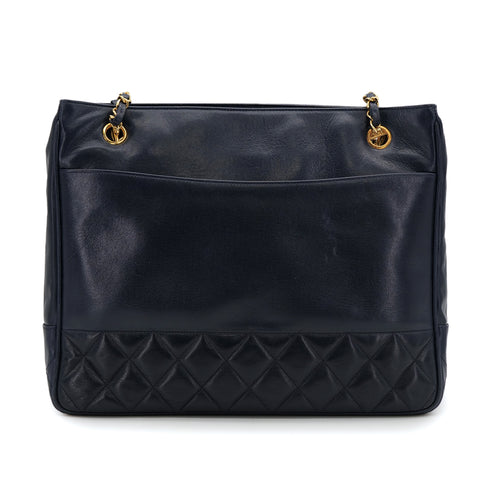 CHANEL VINTAGE MATELASSE CHAIN TOTE BAG NAVY LAMB SKIN 90310336 - PURPOSE