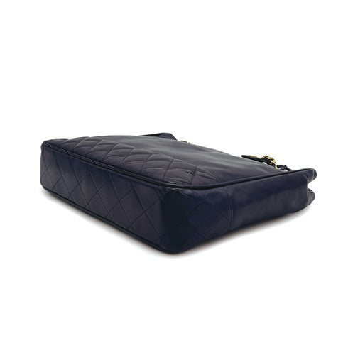 CHANEL VINTAGE MATELASSE CHAIN TOTE BAG NAVY LAMB SKIN 90310336 - PURPOSE