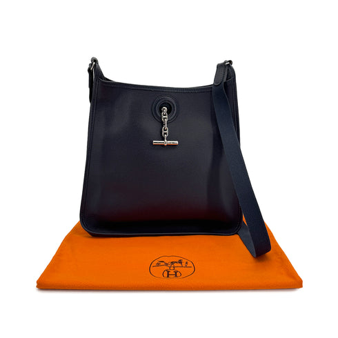 HERMES VESPA PM BLUE INDIGO VEAU EPSOM SHOULDER BAG 2004 SQUARE H PALLADIUM HARDWARE 90310337 - PURPOSE