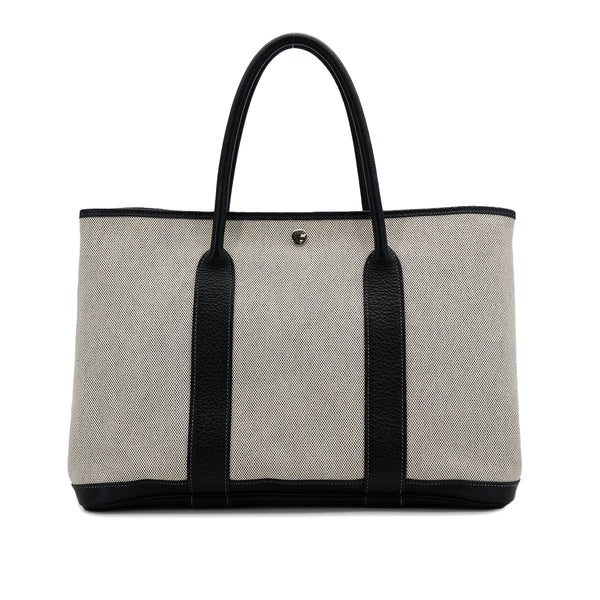 HERMES GARDEN PARTY 36 PM ECRU BLACK TOILE H TOTE BAG □J 90310339 - PURPOSE