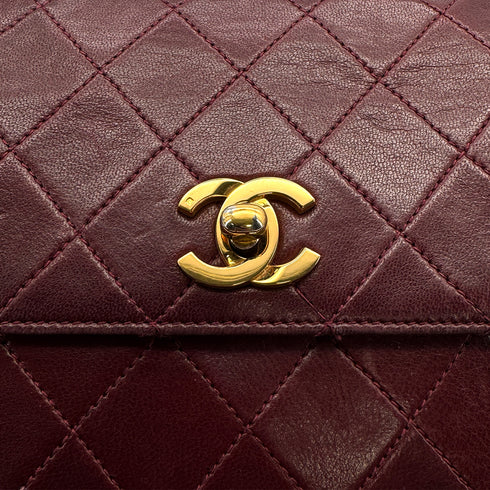VINTAGE CHANEL MATELASSE CHAIN SHOULDER BAG BORDEAUX BLACK LAMB SKIN GOLD HARDWARE 90310341 - PURPOSE