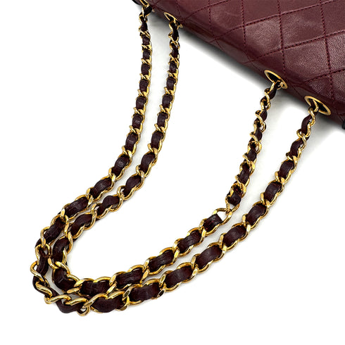 VINTAGE CHANEL MATELASSE CHAIN SHOULDER BAG BORDEAUX BLACK LAMB SKIN GOLD HARDWARE 90310341 - PURPOSE