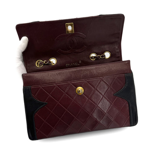 VINTAGE CHANEL MATELASSE CHAIN SHOULDER BAG BORDEAUX BLACK LAMB SKIN GOLD HARDWARE 90310341 - PURPOSE