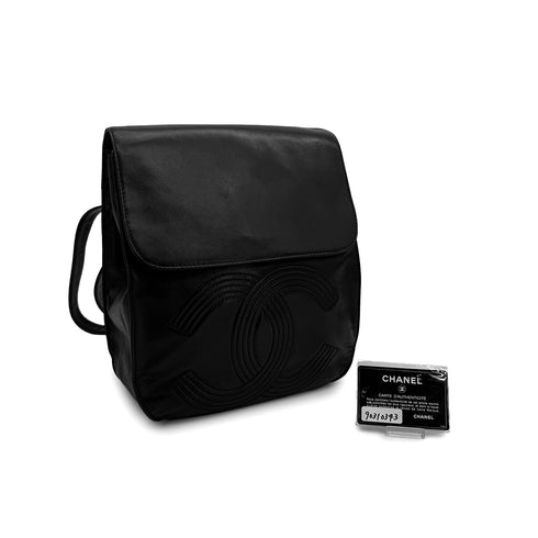 VINTAGE CHANEL COCOMARK CHAIN BACKPACK BLACK LAMB SKIN SILVER HARDWARE 90310343 - PURPOSE