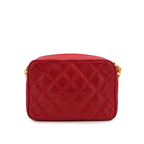 CHANEL VINTAGE COCO BALL MATELASSE BIJOU CHAIN SHOULDER BAG FRINGE RED LAMB SKIN 90310344 - PURPOSE