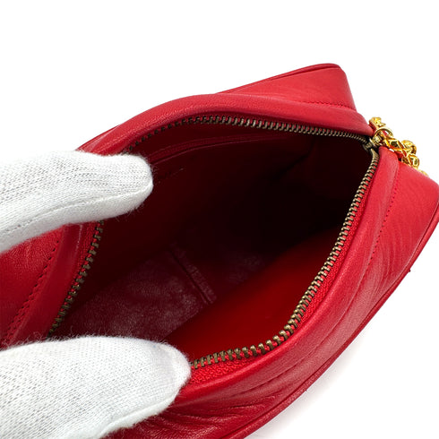CHANEL VINTAGE COCO BALL MATELASSE BIJOU CHAIN SHOULDER BAG FRINGE RED LAMB SKIN 90310344 - PURPOSE