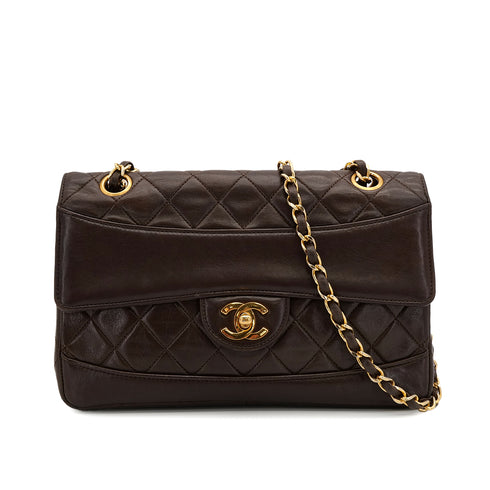 VINTAGE CHANEL MATELASSE CHAIN SHOULDER BAG BROWN LAMB SKIN GOLD HARDWARE 90310345 - PURPOSE
