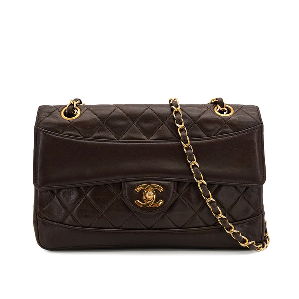 VINTAGE CHANEL MATELASSE CHAIN SHOULDER BAG BROWN LAMB SKIN GOLD HARDWARE 90310345 - PURPOSE