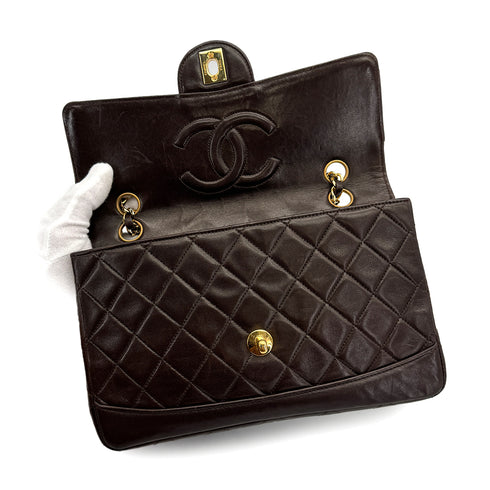 VINTAGE CHANEL MATELASSE CHAIN SHOULDER BAG BROWN LAMB SKIN GOLD HARDWARE 90310345 - PURPOSE