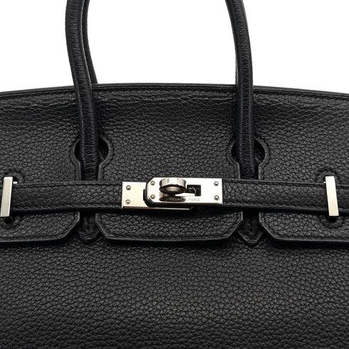 HERMES BIRKIN 25 BLACK TOGO HAND BAG 2010 SQUARE N PALLADIUM HARDWARE 90310826 - PURPOSE