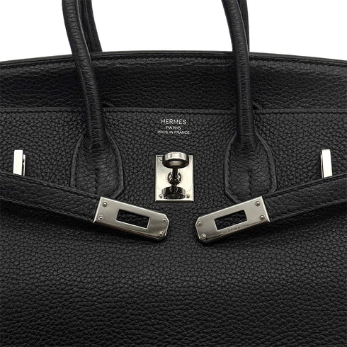 HERMES BIRKIN 25 BLACK TOGO HAND BAG 2010 SQUARE N PALLADIUM HARDWARE 90310826 - PURPOSE