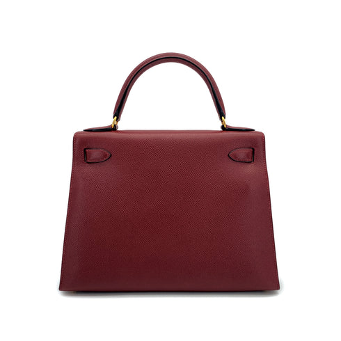 HERMES KELLY 28 SELLIER ROUGE H COUCHVEL HAND SHOULDER BAG 1998 SQUARE B GOLD HARDWARE 90310830 - PURPOSE