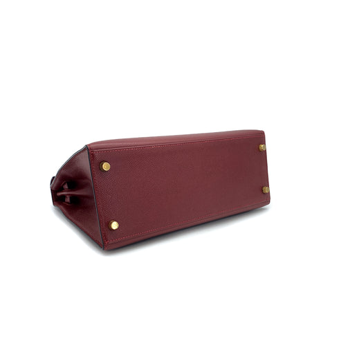 HERMES KELLY 28 SELLIER ROUGE H COUCHVEL HAND SHOULDER BAG 1998 SQUARE B GOLD HARDWARE 90310830 - PURPOSE