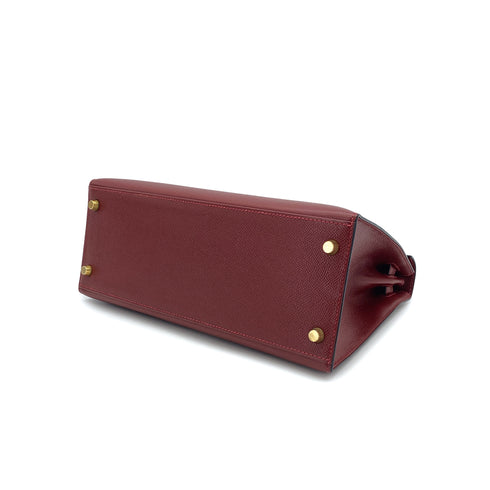 HERMES KELLY 28 SELLIER ROUGE H COUCHVEL HAND SHOULDER BAG 1998 SQUARE B GOLD HARDWARE 90310830 - PURPOSE