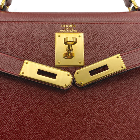 HERMES KELLY 28 SELLIER ROUGE H COUCHVEL HAND SHOULDER BAG 1998 SQUARE B GOLD HARDWARE 90310830 - PURPOSE
