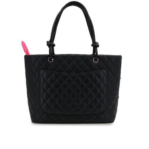 CHANEL CAMBON LINE COCOMARK TOTE BAG BLACK PINK ENAMEL LEATHER 90310831 - PURPOSE