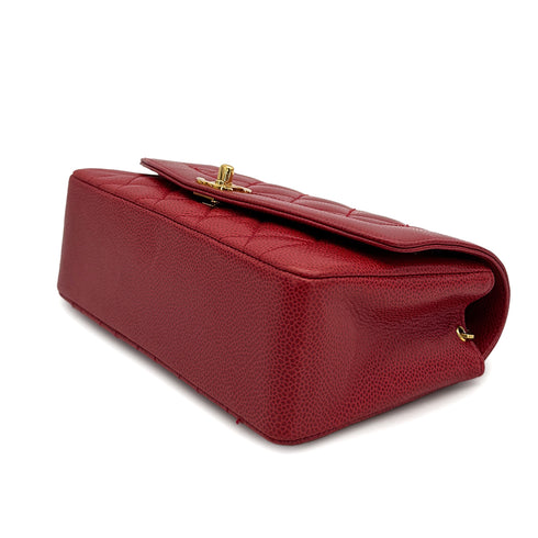 VINTAGE CHANEL DIANA SMALL CHAIN SHOULDER BAG RED CAVIAR SKIN GOLD HARDWARE 90310837