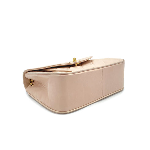 VINTAGE CHANEL MATELASSE HALF MOON BIJOU CHAIN SHOULDER BAG PINK BEIGE LAMB SKIN GOLD HARDWARE 90310838