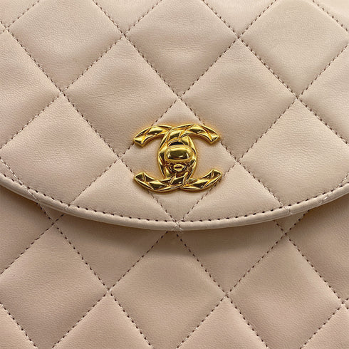 VINTAGE CHANEL MATELASSE HALF MOON BIJOU CHAIN SHOULDER BAG PINK BEIGE LAMB SKIN GOLD HARDWARE 90310838