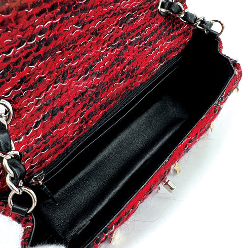 CHANEL MATELASSE CHAIN SHOULDER BAG RED TWEED ICON CHARM SILVER HARDWARE 90311044 - PURPOSE