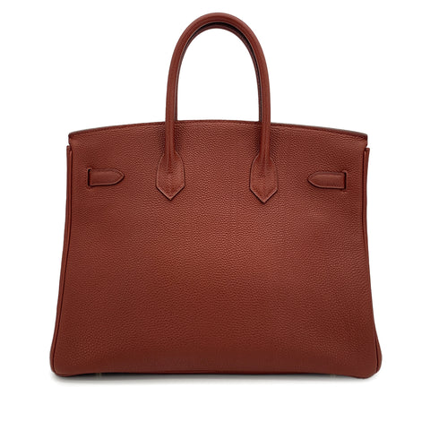 HERMES BIRKIN 35 BRICK TOGO HAND BAG 2004 SQUARE H GOLD HARDWARE 90311047 - PURPOSE