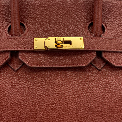 HERMES BIRKIN 35 BRICK TOGO HAND BAG 2004 SQUARE H GOLD HARDWARE 90311047 - PURPOSE