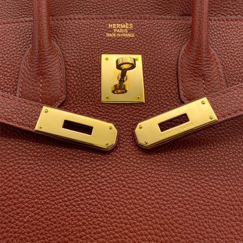 HERMES BIRKIN 35 BRICK TOGO HAND BAG 2004 SQUARE H GOLD HARDWARE 90311047 - PURPOSE