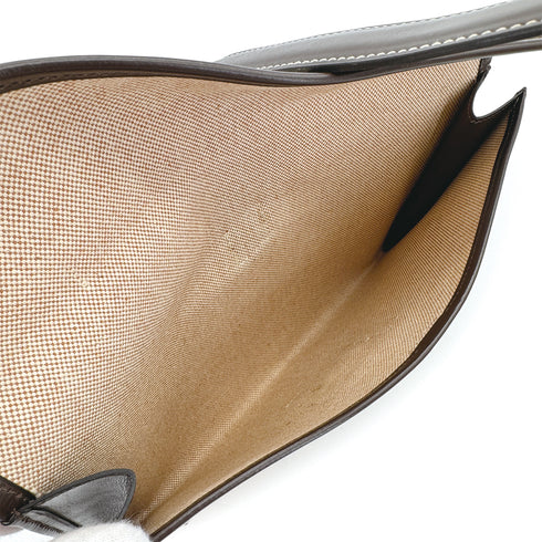 HERMÈS JIGE PM CLUTCH 1977 CIRCLE G DARK BROWN BOX CALF 90311050 - PURPOSE